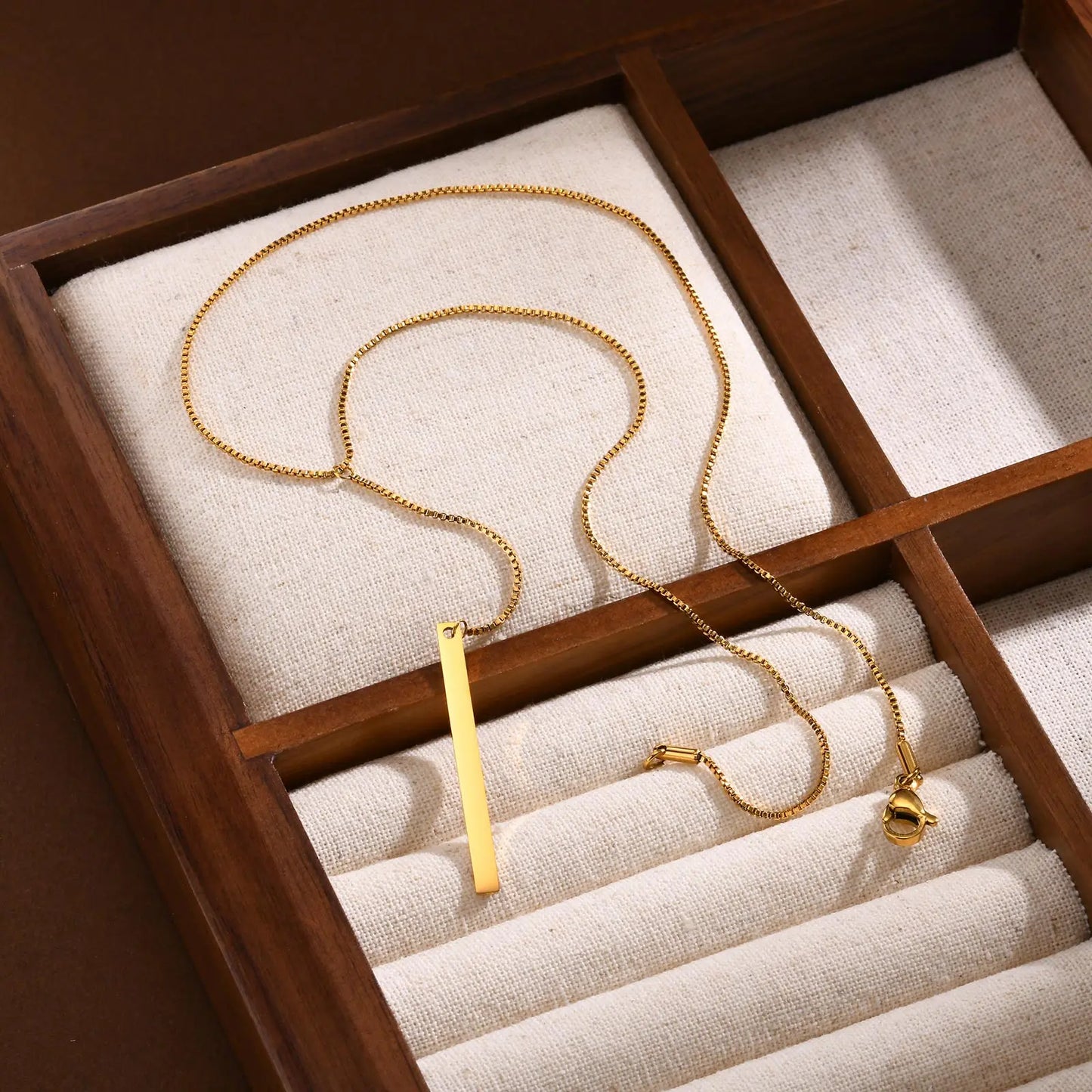 Gold Bar Pendant Y Necklace