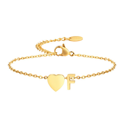 Golden Initial Heart Bracelet