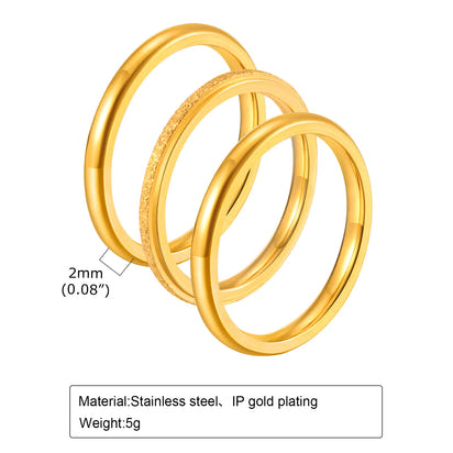 3-Piece Slim Band Ring Set