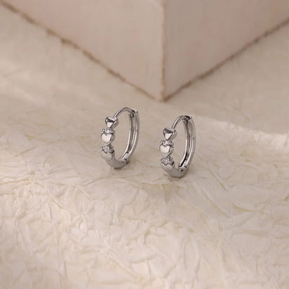 Mini Heart Hoop Earrings with Zircon Accents