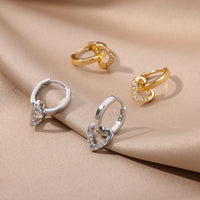 Zircon Heart Hoop Earrings