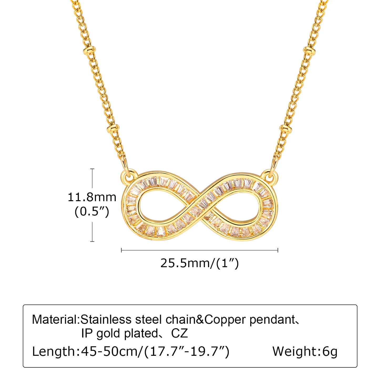 Gold Infinity Zircon Necklace