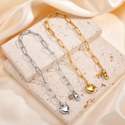 Heart Charm Chain Bracelet