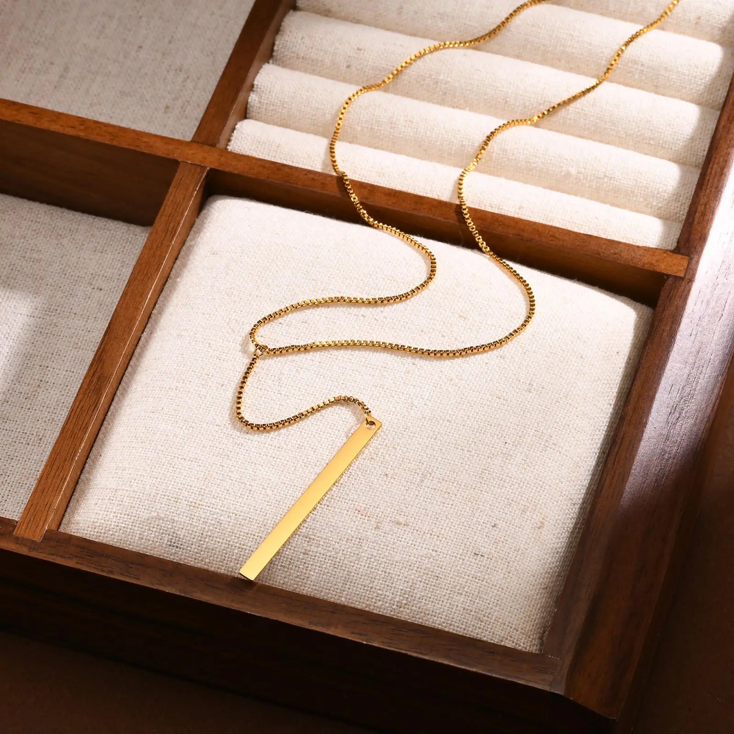 Gold Bar Pendant Y Necklace