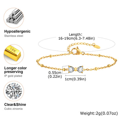 Elegant Zircon Bow Bracelet