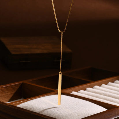 Gold Bar Pendant Y Necklace