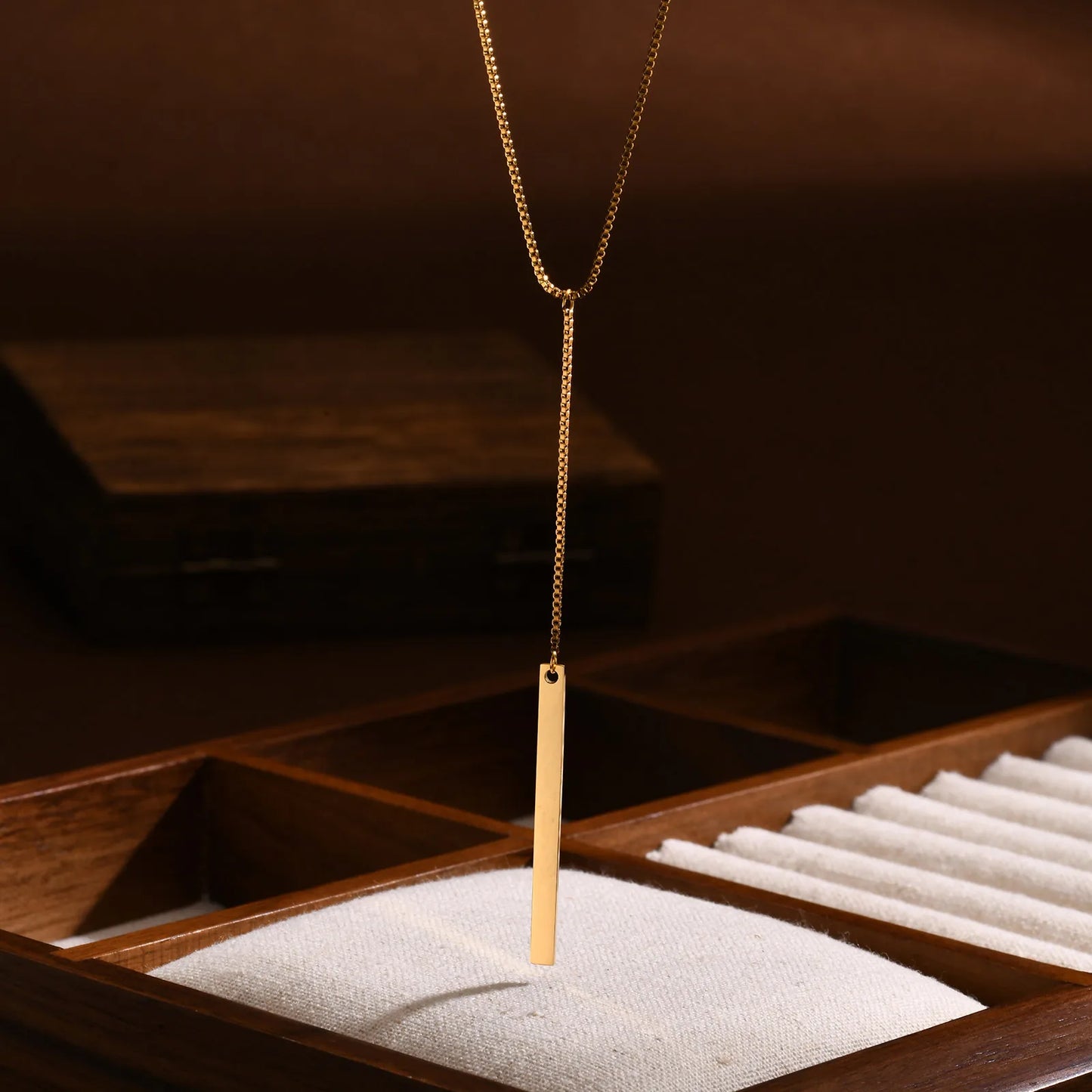 Gold Bar Pendant Y Necklace