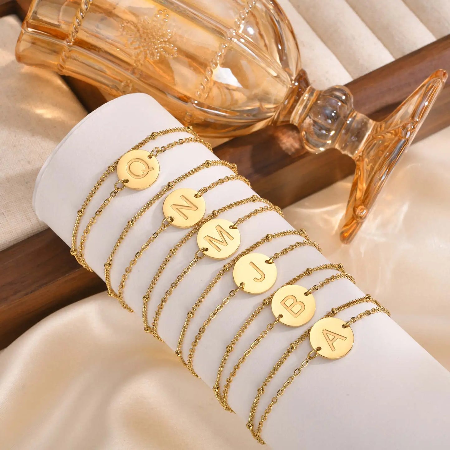 Double Layer Initial Bracelet