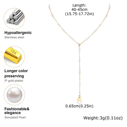 Pearl Heart Y-Drop Necklace