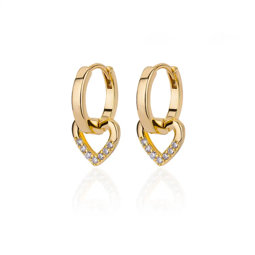 Zircon Heart Hoop Earrings