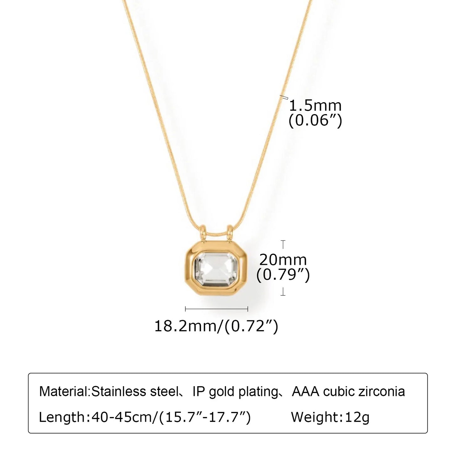 Square CZ Pendant Necklace