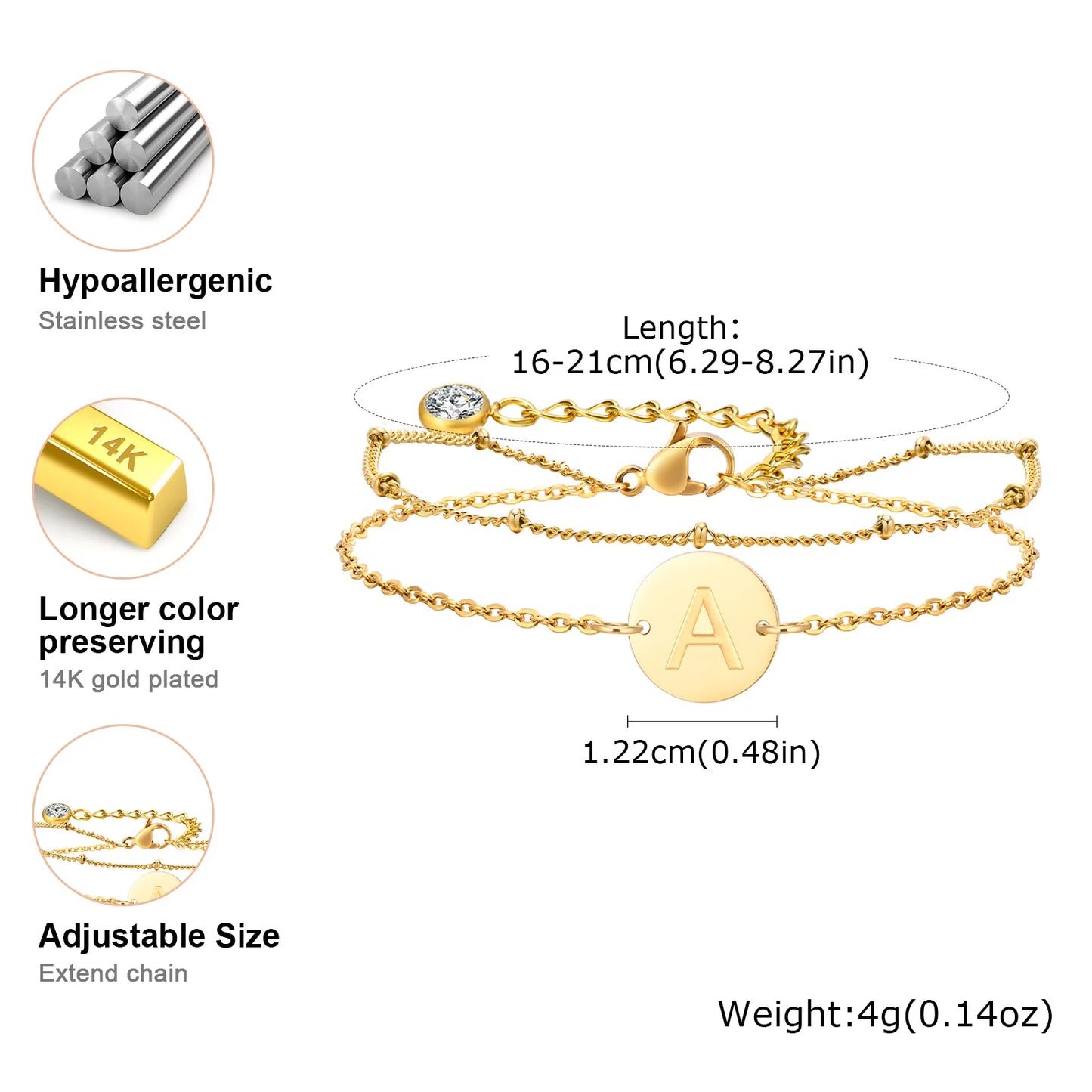 Double Layer Initial Bracelet