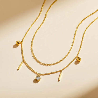 Double-Layer Zircon Necklace