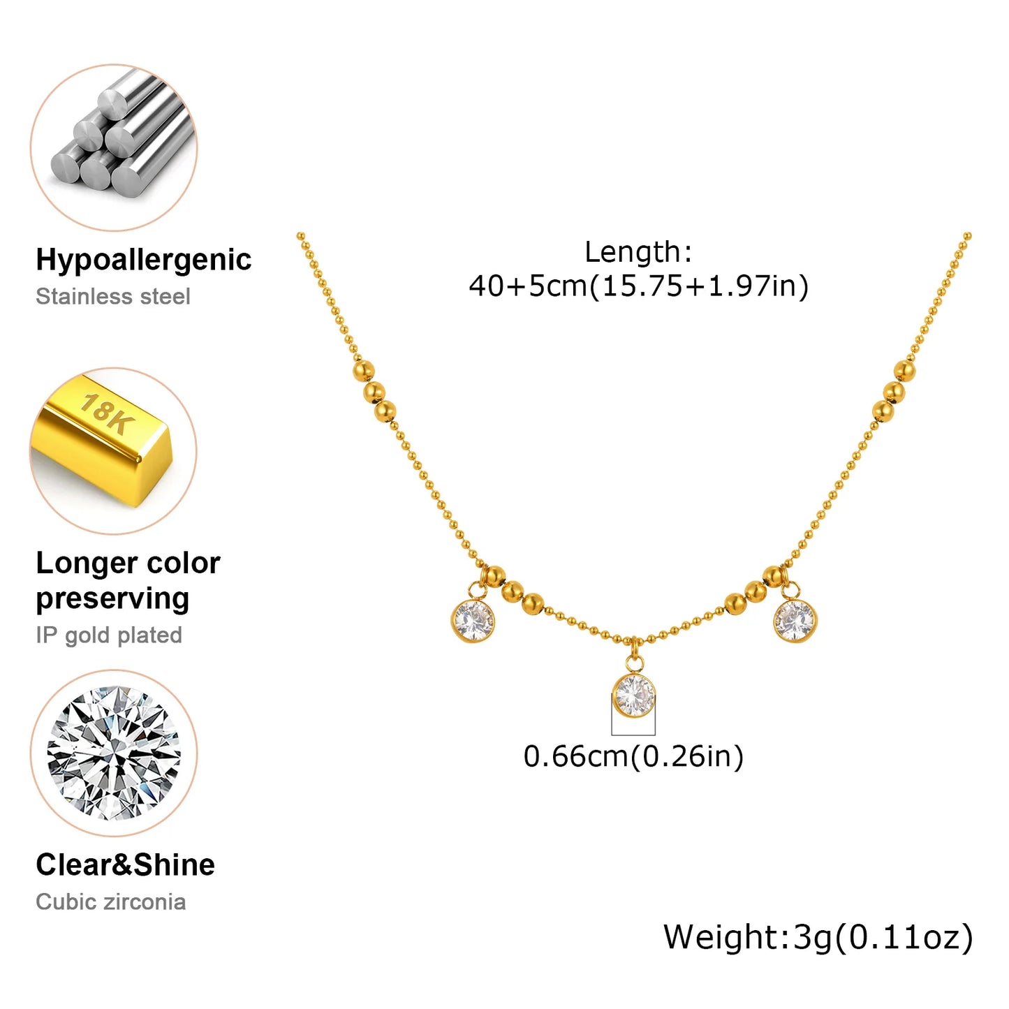 Trésor Lumière 3-Zircon Necklace