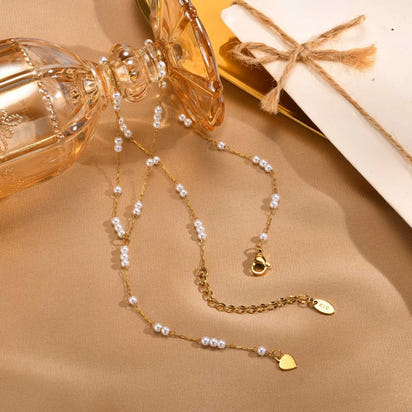Pearl Heart Y-Drop Necklace