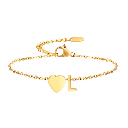 Golden Initial Heart Bracelet