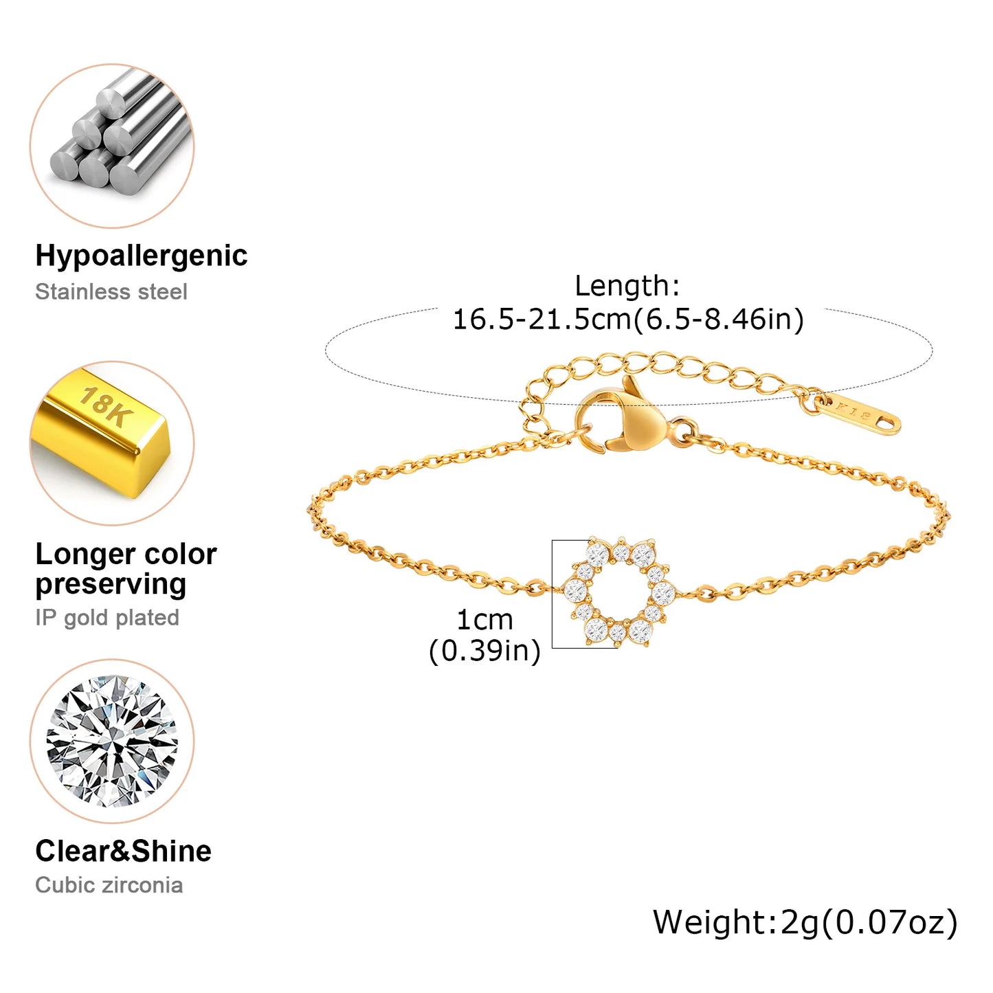 Sunray Zircon Charm Bracelet