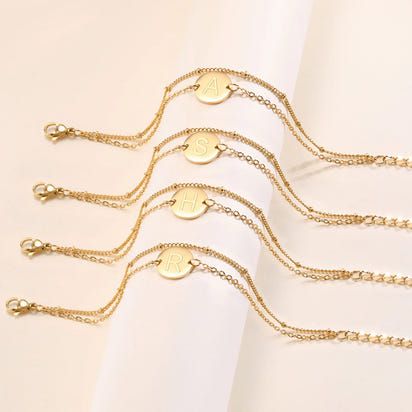 Double Layer Initial Bracelet