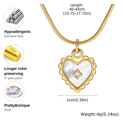 Shell Heart Zircon Necklace