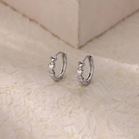 Mini Heart Hoop Earrings with Zircon Accents