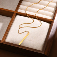 Gold Bar Pendant Y Necklace