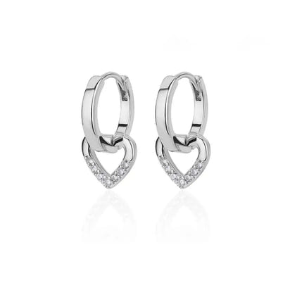 Zircon Heart Hoop Earrings