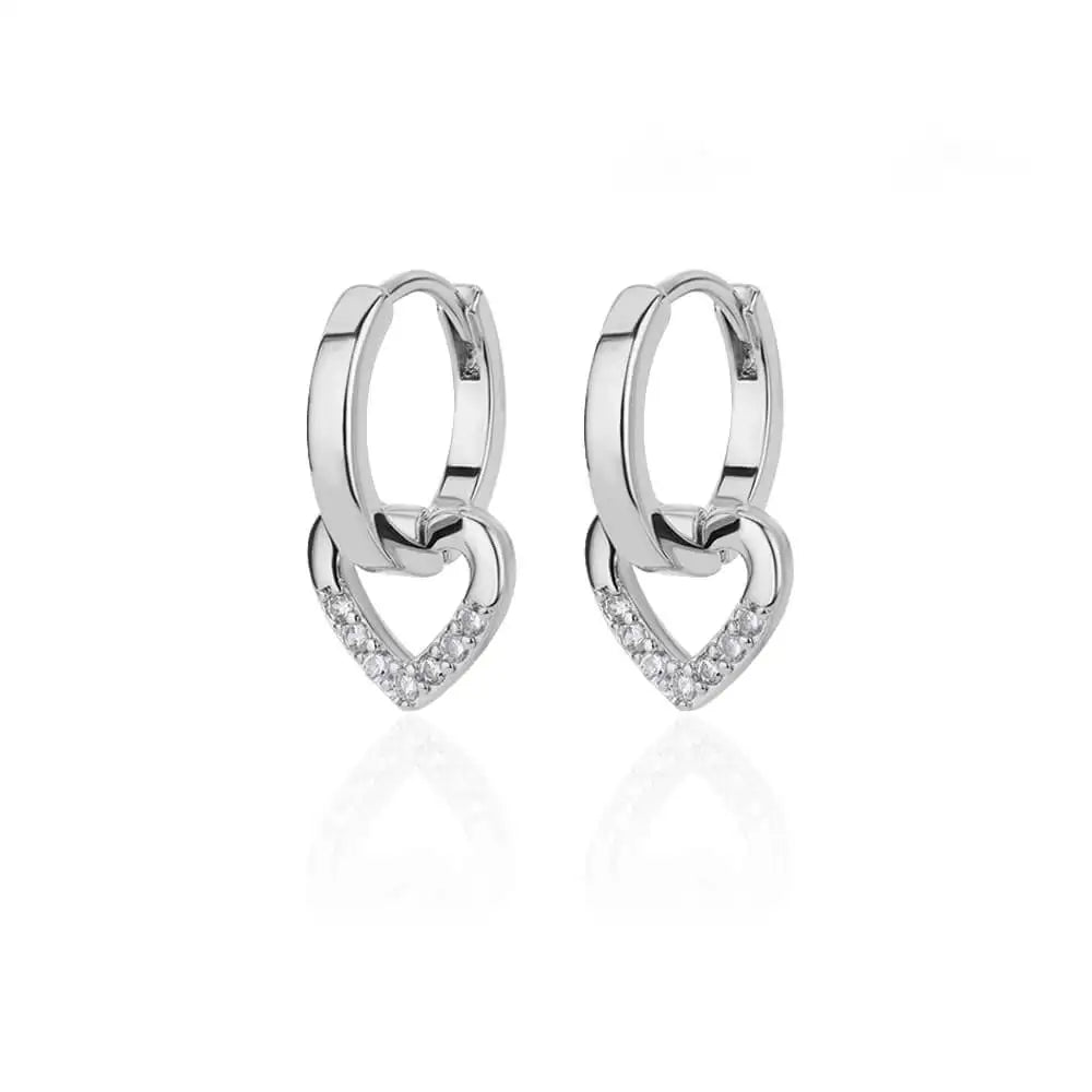 Zircon Heart Hoop Earrings