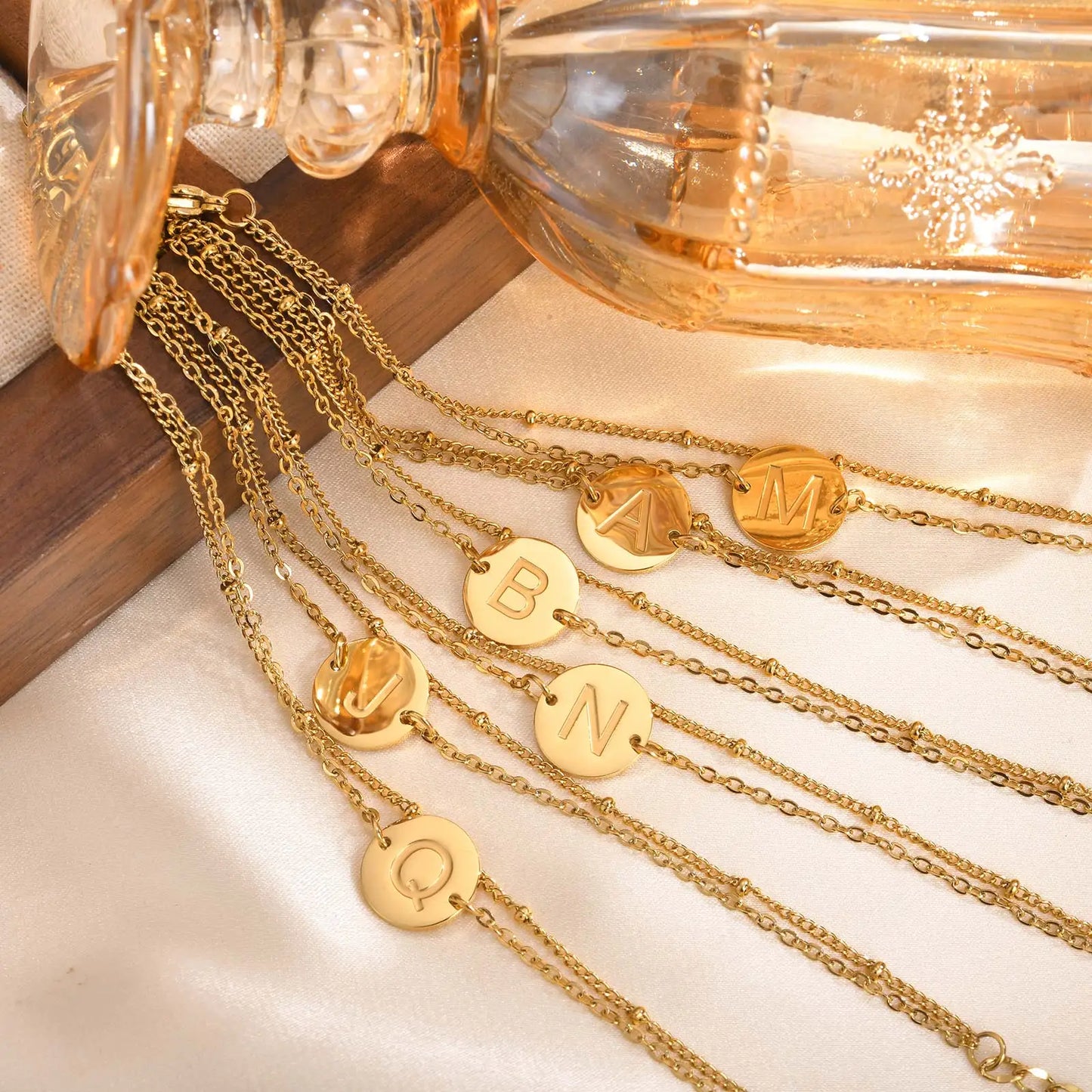 Double Layer Initial Bracelet