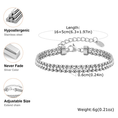 Double Row Olive Bead Zircon Bracelet
