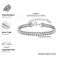 Double Row Olive Bead Zircon Bracelet