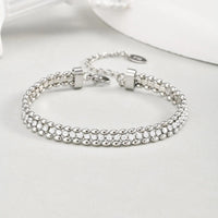 Double Row Olive Bead Zircon Bracelet