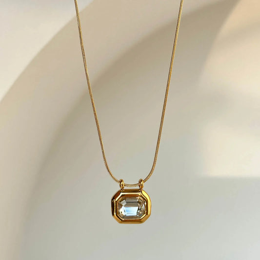 Square CZ Pendant Necklace