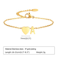 Golden Initial Heart Bracelet
