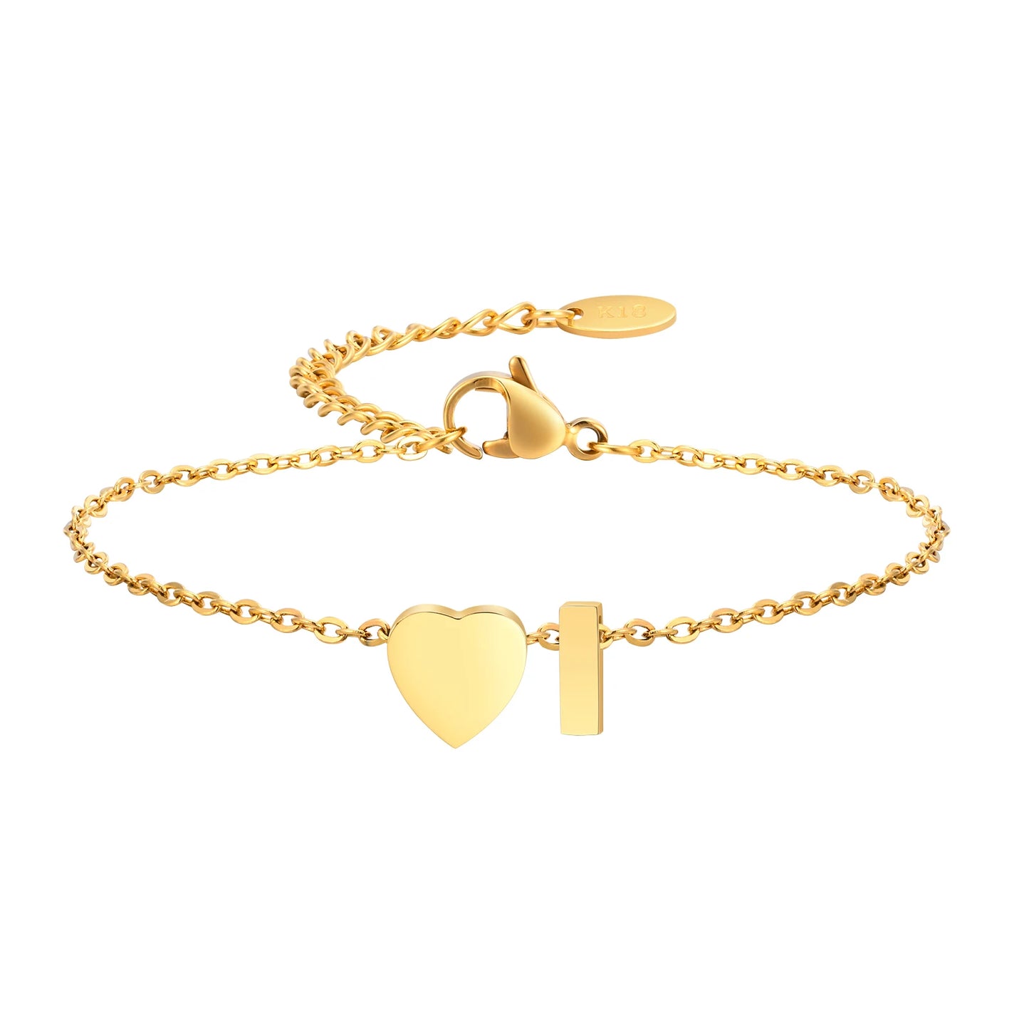 Golden Initial Heart Bracelet