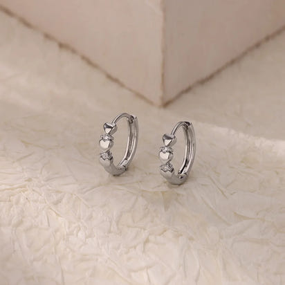 Mini Heart Hoop Earrings with Zircon Accents