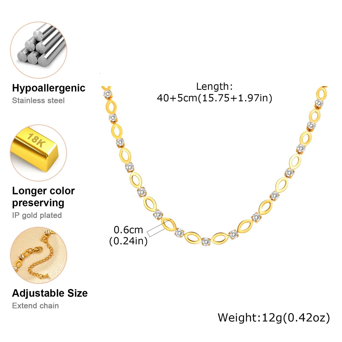 Élégance Oval Zircon Necklace