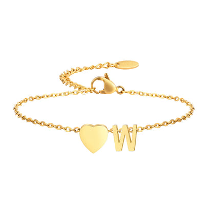 Golden Initial Heart Bracelet