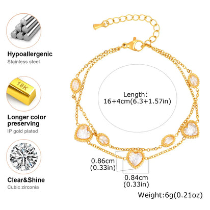 Émeraude & Cœur Luxe Bracelet