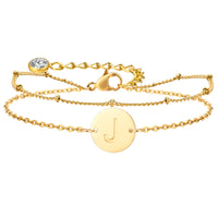Double Layer Initial Bracelet