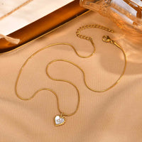 Shell Heart Zircon Necklace