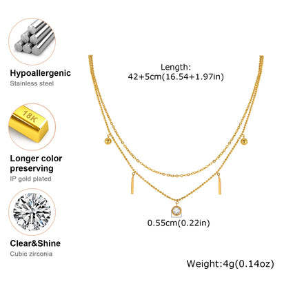 Double-Layer Zircon Necklace