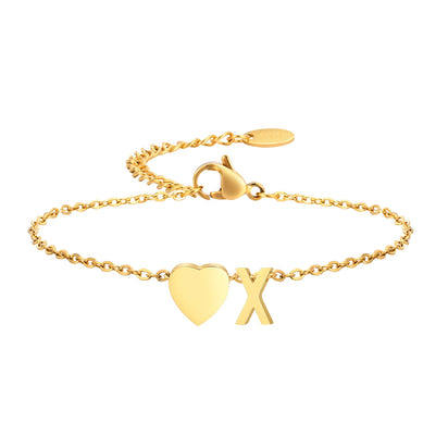 Golden Initial Heart Bracelet