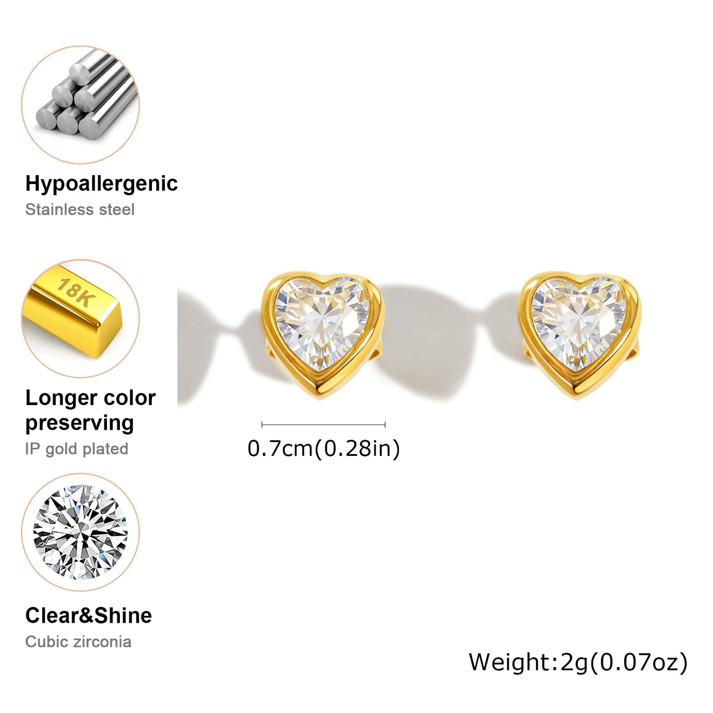 Cœur Brillant Studs