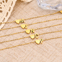 Golden Initial Heart Bracelet