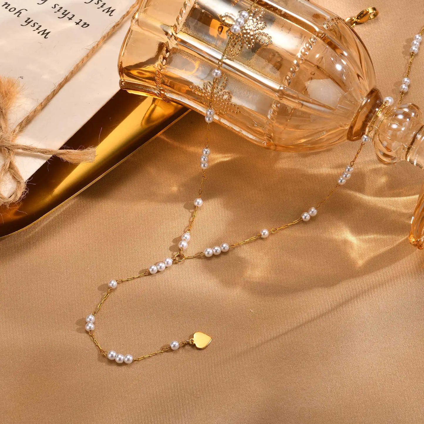 Pearl Heart Y-Drop Necklace