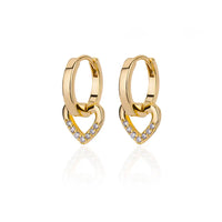 Zircon Heart Hoop Earrings