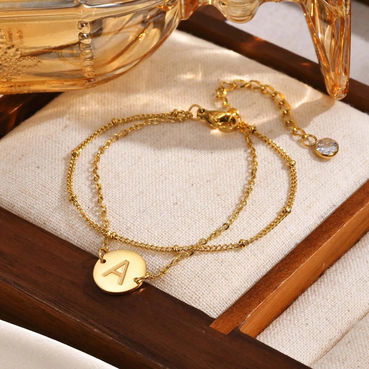 Double Layer Initial Bracelet
