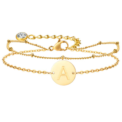 Double Layer Initial Bracelet
