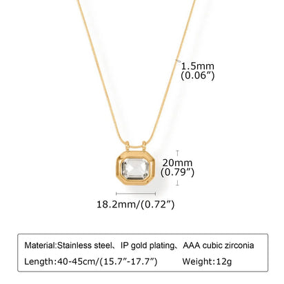 Square CZ Pendant Necklace