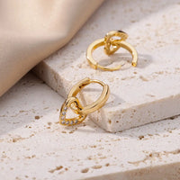 Zircon Heart Hoop Earrings